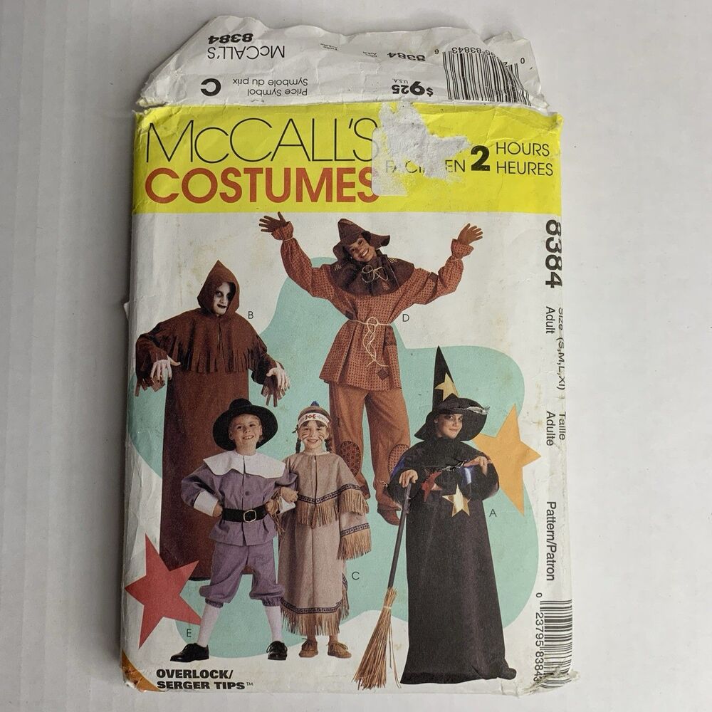 McCall’s Costumes 1996 Family Sewing Pattern # 8384 S-M-L-XL
